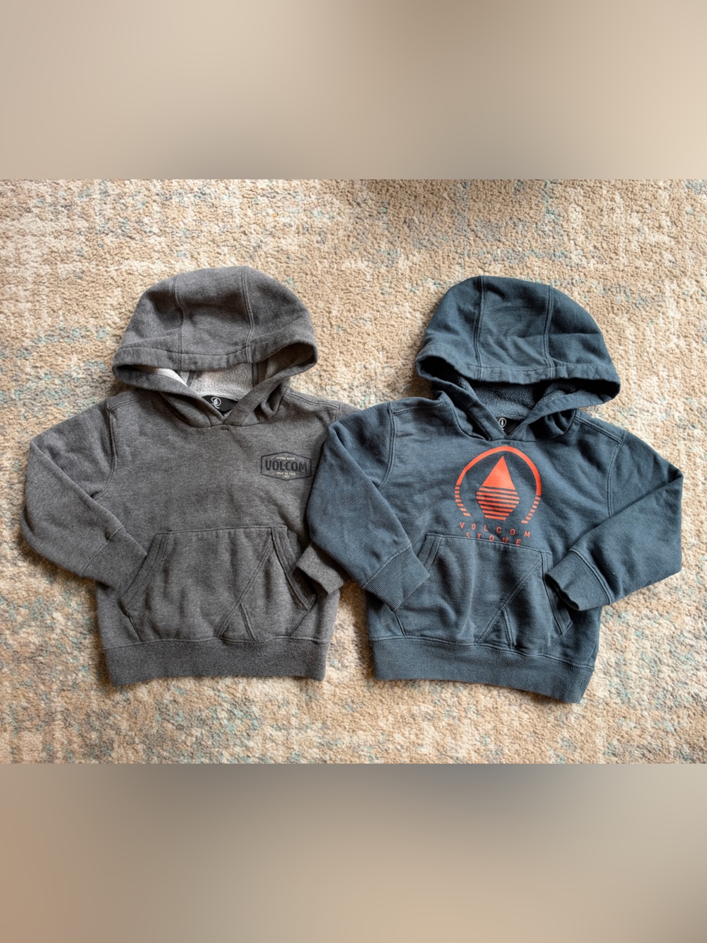 Volcom Kids' Hooded Sweatshirt Duo - Gray & Slate Blue with Orange Logo